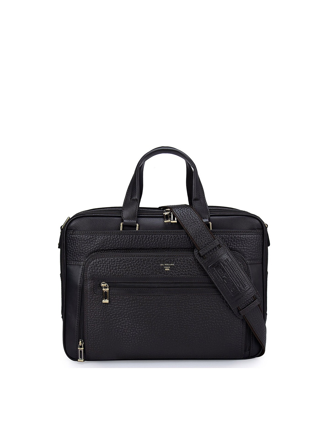 

Da Milano Men Brown Textured Leather Laptop Bag