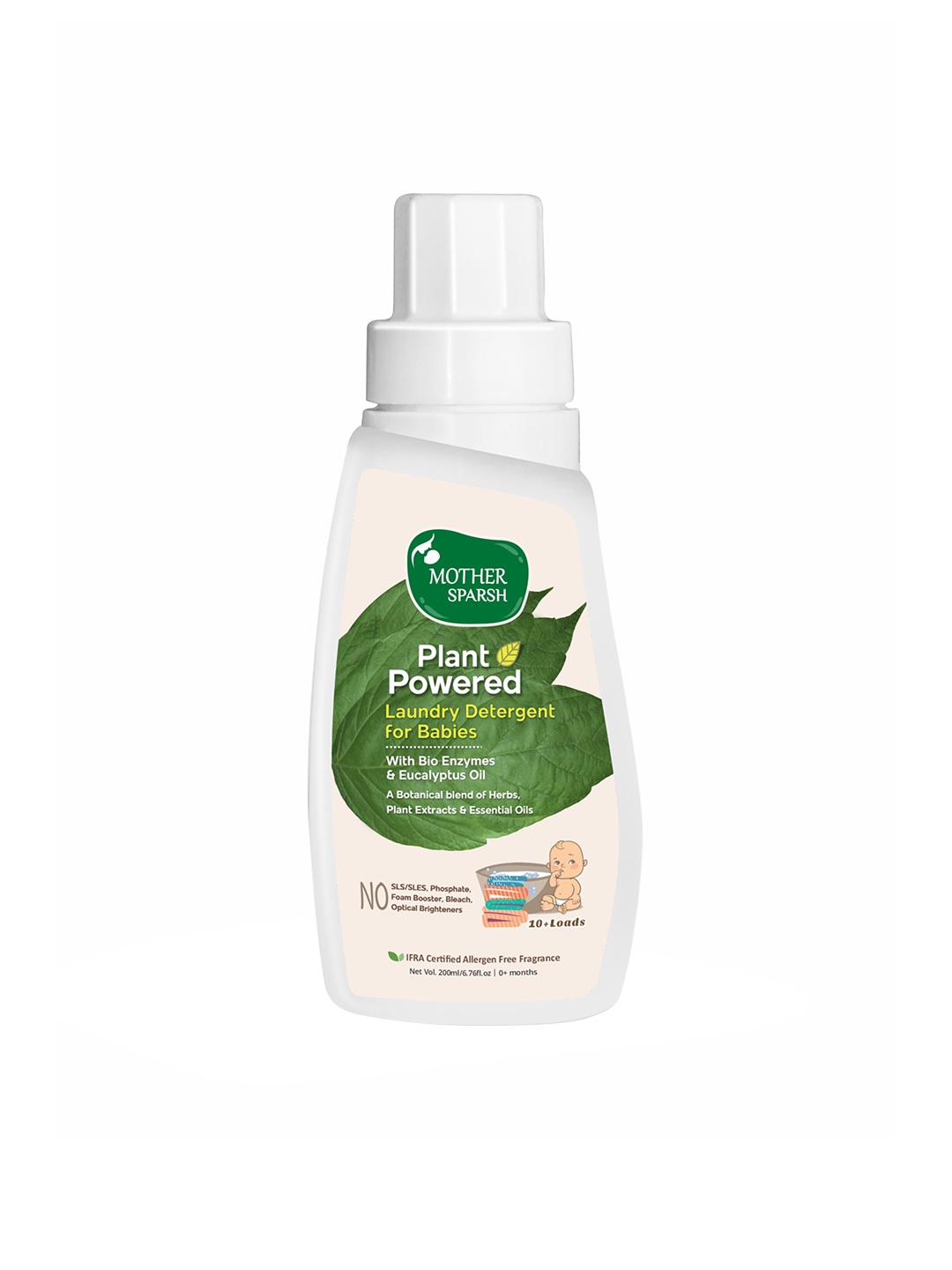 

Mother Sparsh Plant Powered Baby Liquid Laundry Detergent with Eucalyptus Oil - 200ml, White