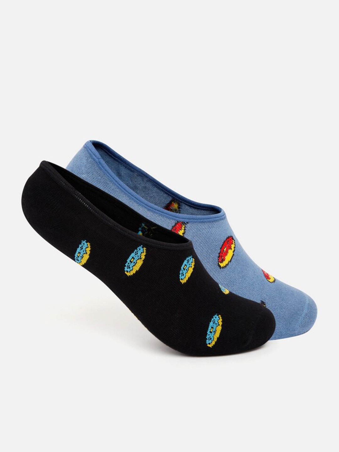 

SPYKAR Men Pack Of 2 Black & Blue Printed Cotton Shoe Liners