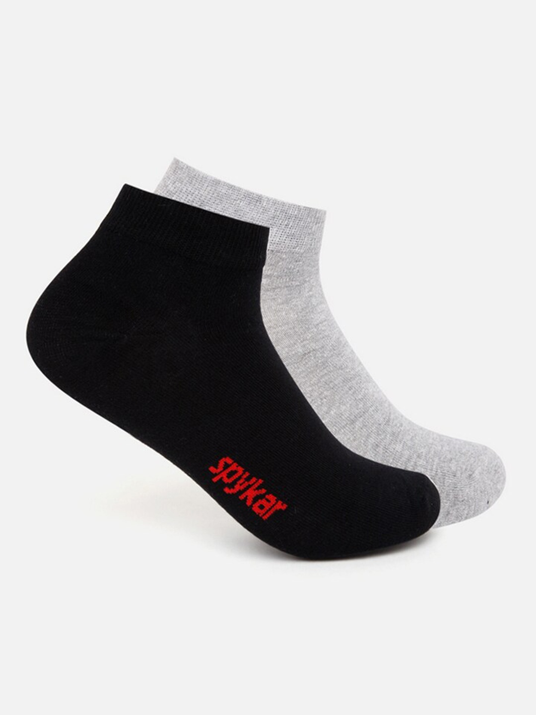 

SPYKAR Men Pack Of 2 Patterned Cotton Ankle-Length Socks, Grey