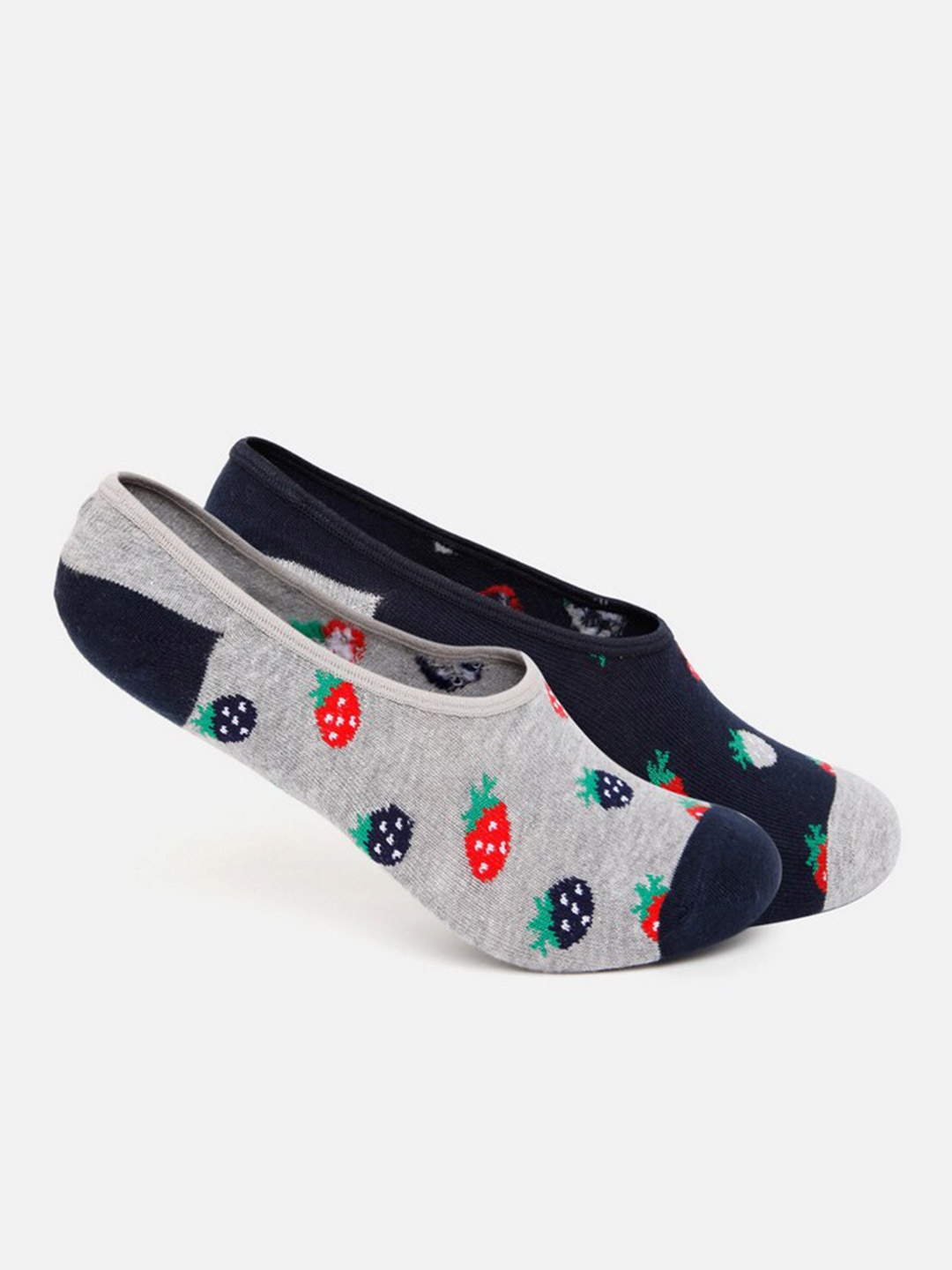 

SPYKAR Men Pack Of 2 Printed Cotton Ankle Length Socks, Grey