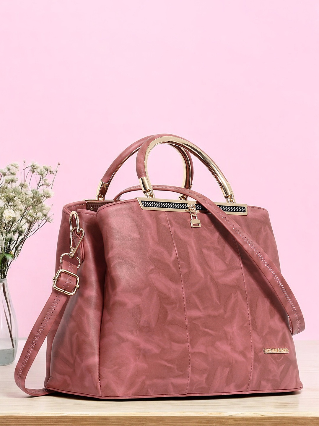 

WOMEN MARKS Pink PU Structured Handheld Bag