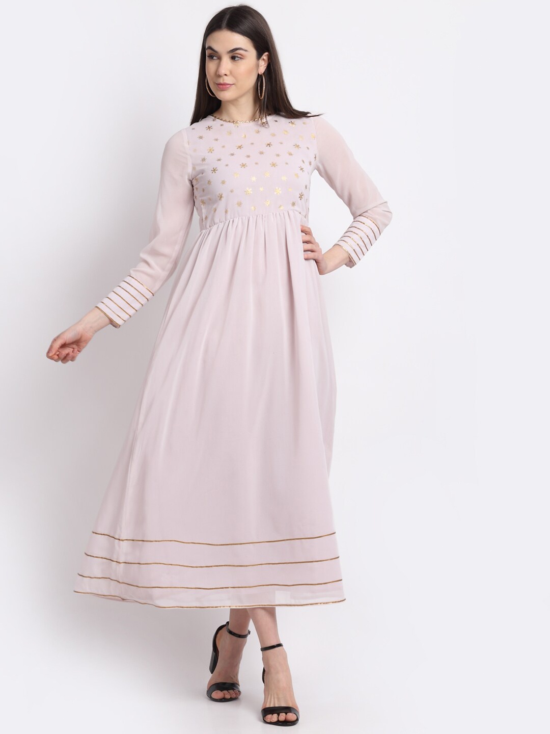 

La Zoire Pink Georgette Maxi Dress