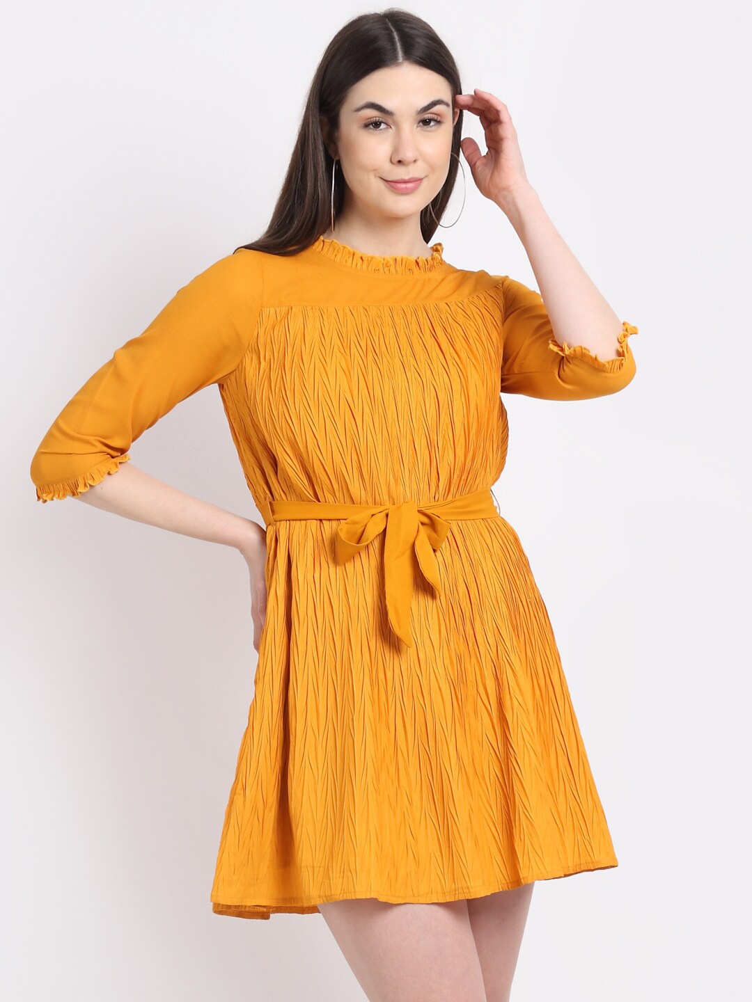 

La Zoire Mustard Yellow Georgette Dress