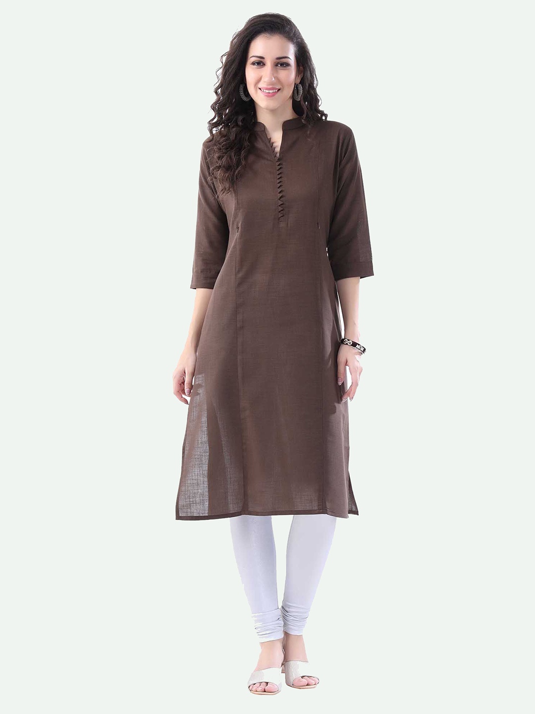 

NIGHTSPREE Women Brown Maternity Solid Kurta