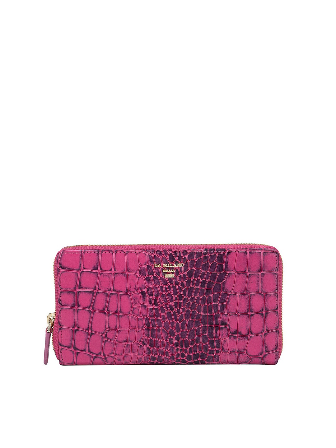 

Da Milano Women Pink Textured Leather Zip Around Wallet
