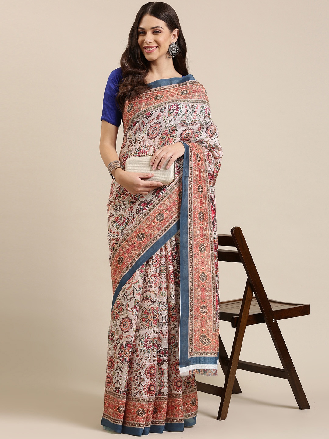 

VASTRANAND Multicoloured Ethnic Motifs Sequinned Art Silk Saree, Multi