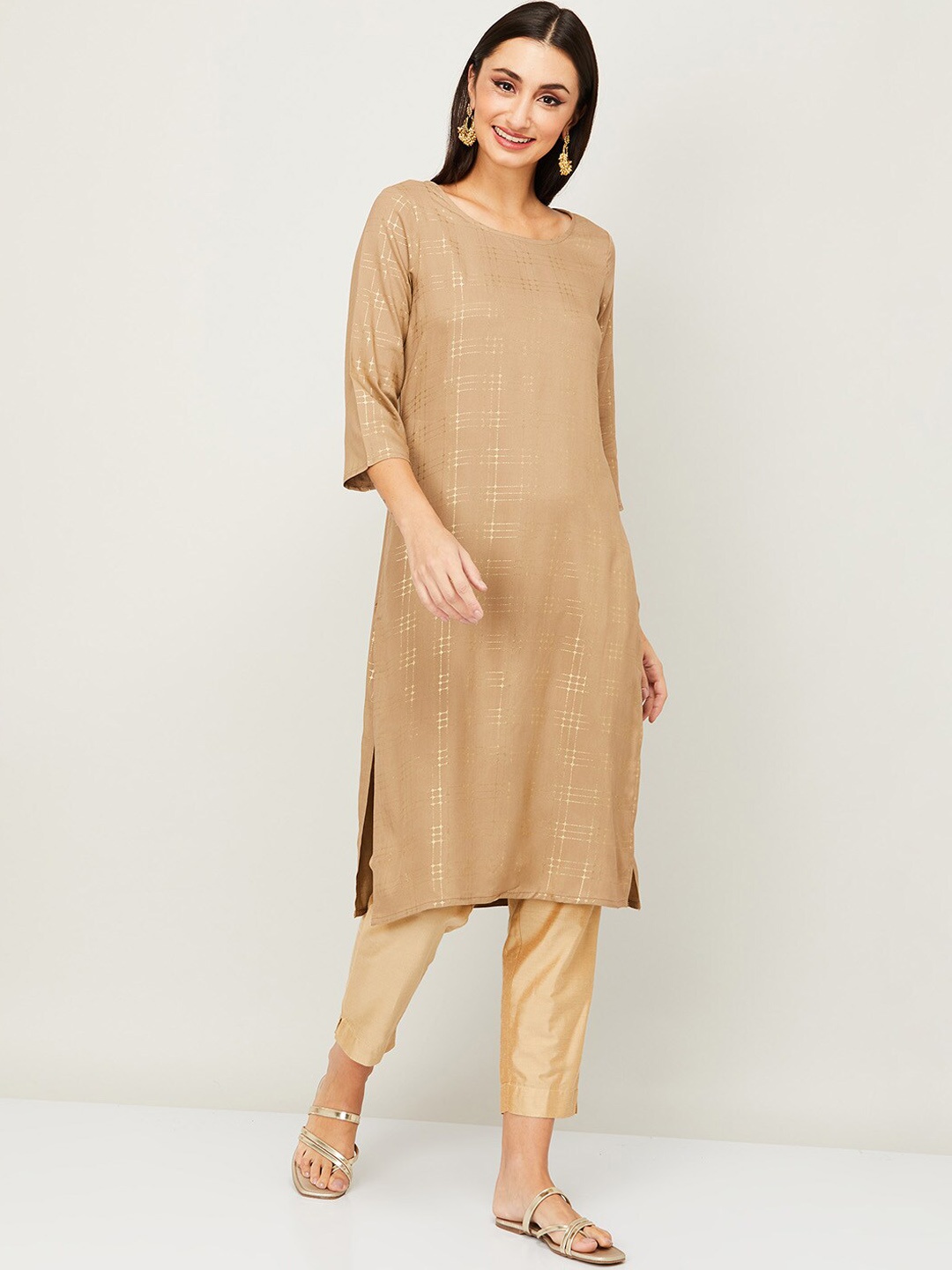 

Melange by Lifestyle Women Beige Gotta Patti Kurta
