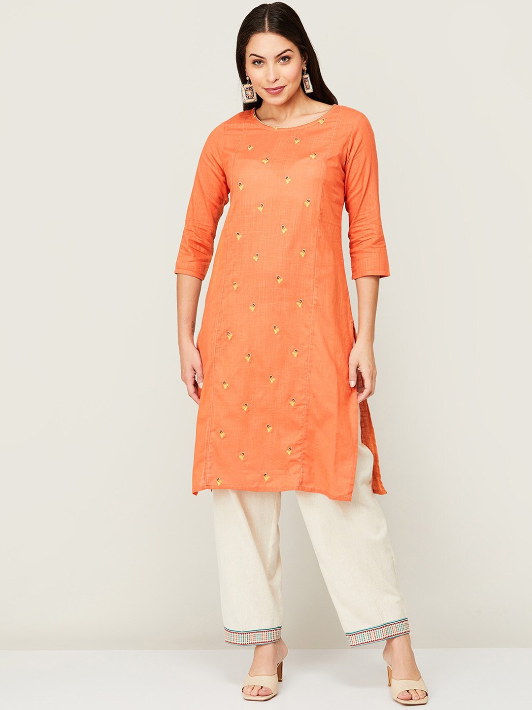

Melange by Lifestyle Women Orange Thread Work Kurta