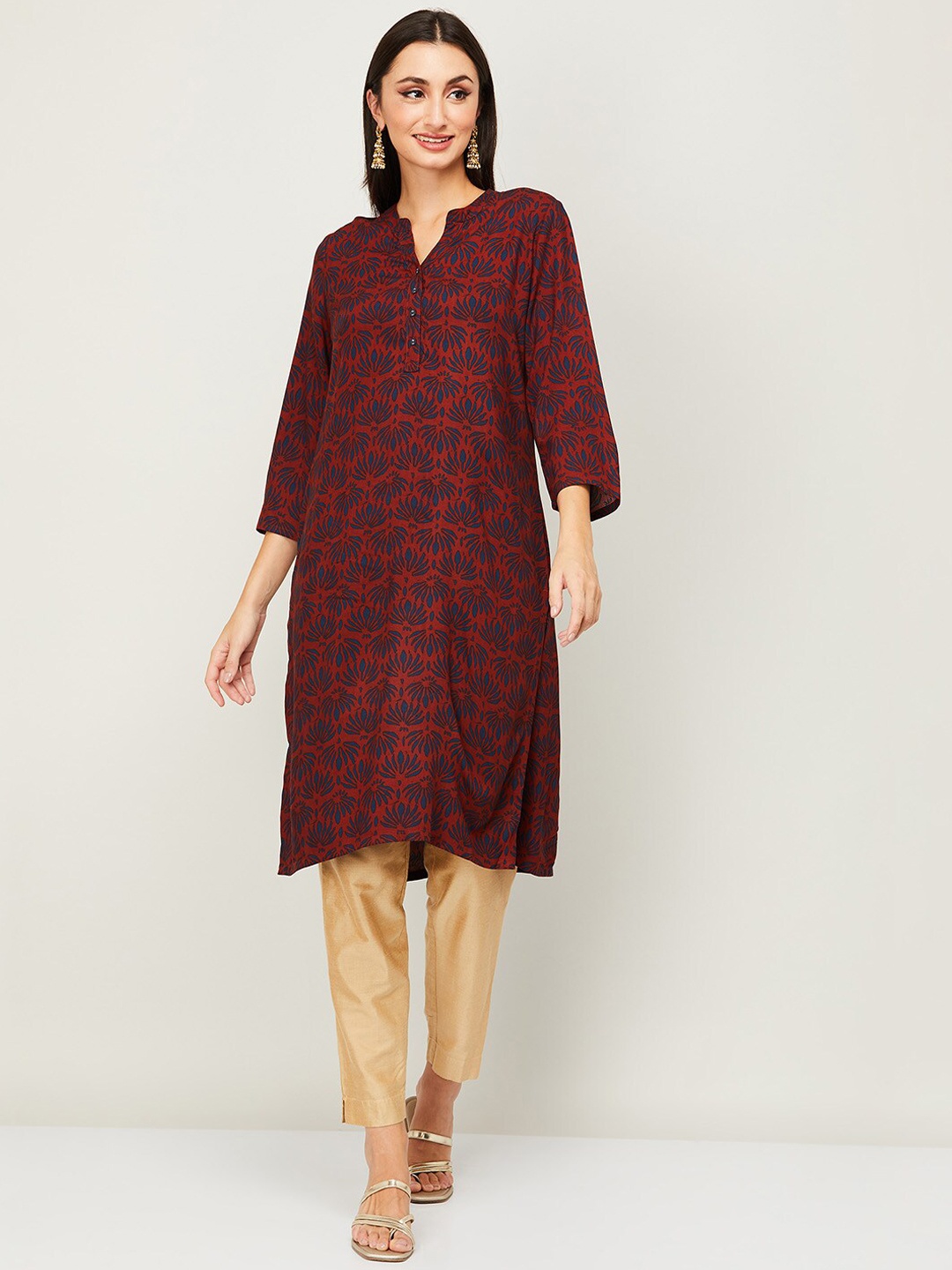 

Melange by Lifestyle Women Brown Ethnic Motifs Printed Kurta