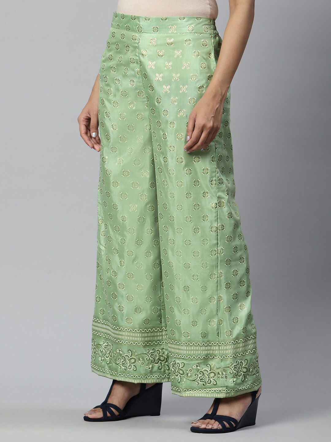 

AURELIA Women Printed Ethnic Palazzos, Green