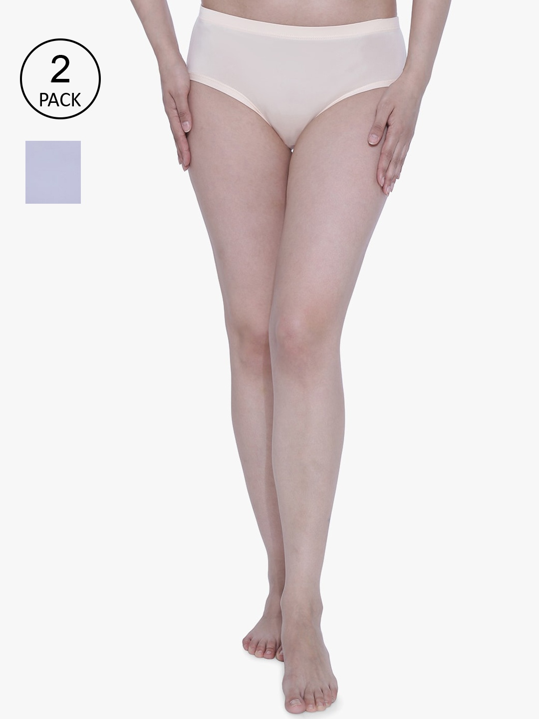 

Anoma Women Blue Beige Pack of 3 Solid Hipster Briefs