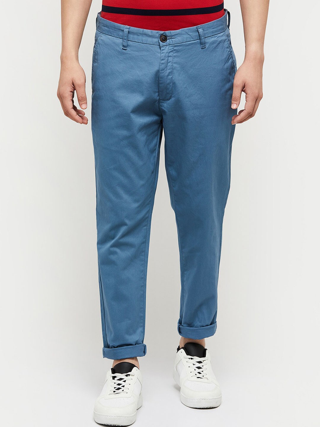 

max Men Blue solid Trousers