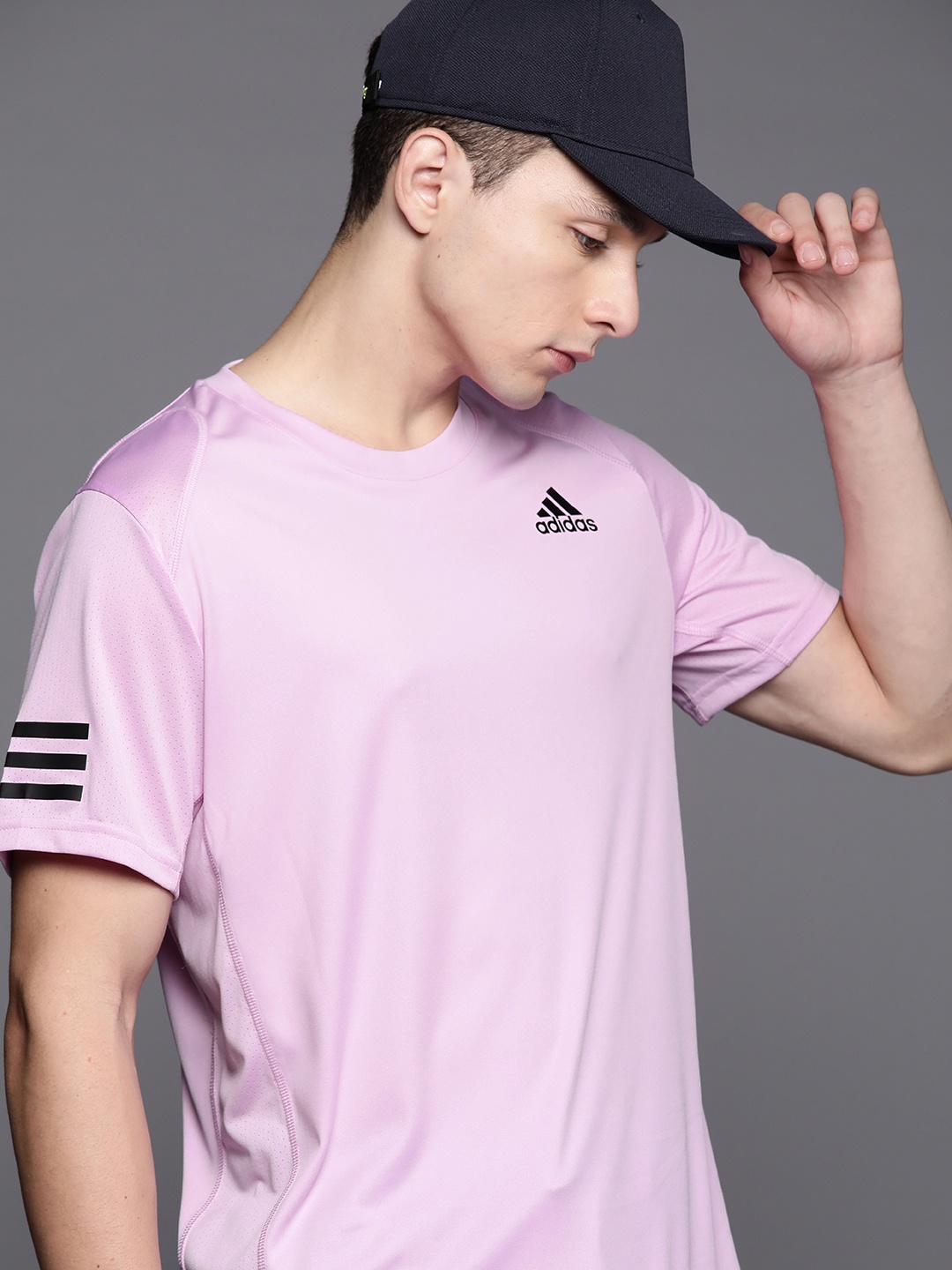 

ADIDAS Men Lavender Club 3STR Solid Tennis Aeroready T-shirt