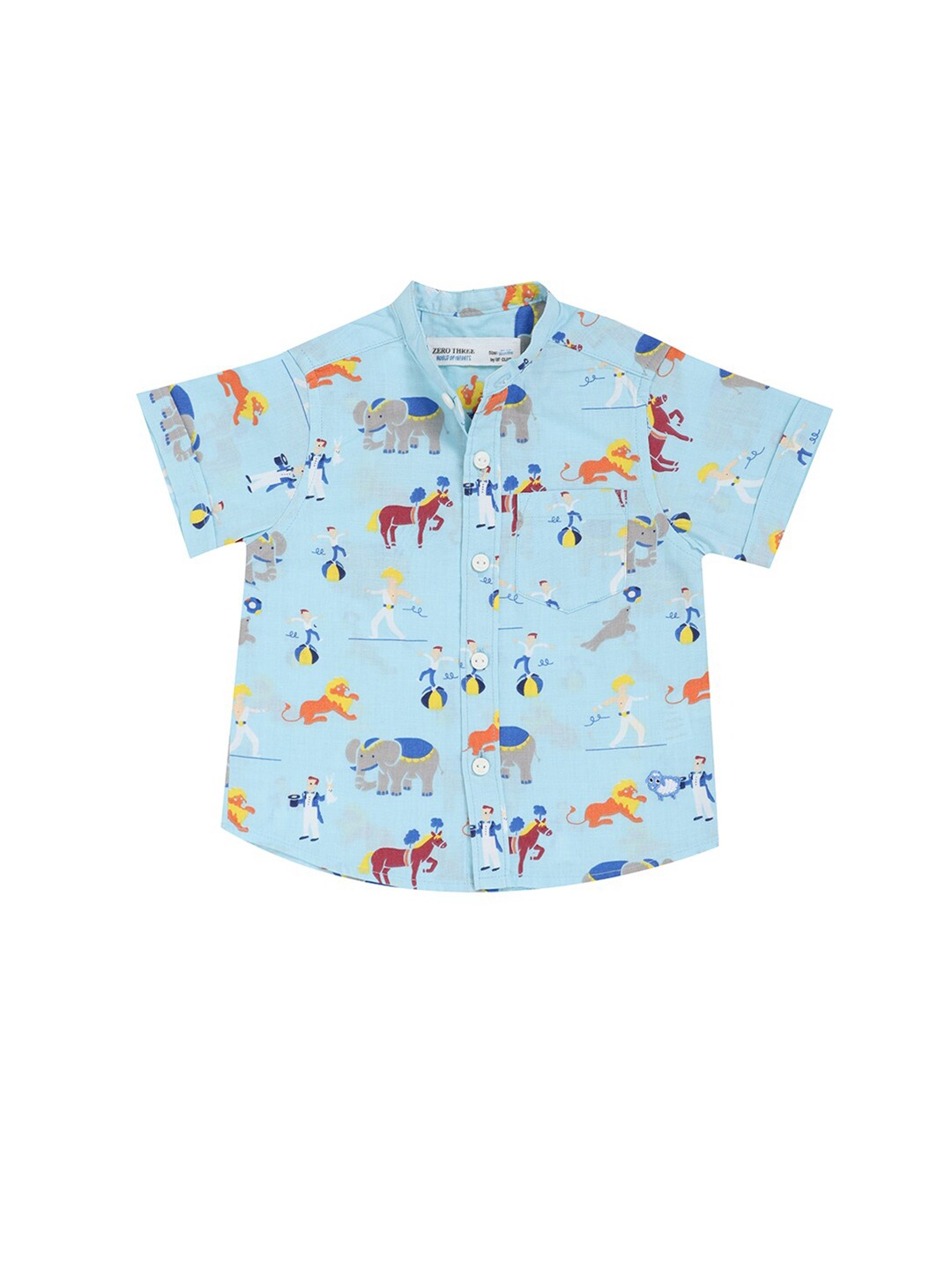 

ZERO THREE Boys Blue Comfort Printed Casual Shirt