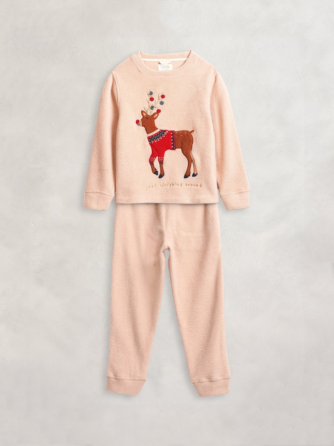 

Cherry Crumble Unisex Kids Beige & Red Printed Night suit