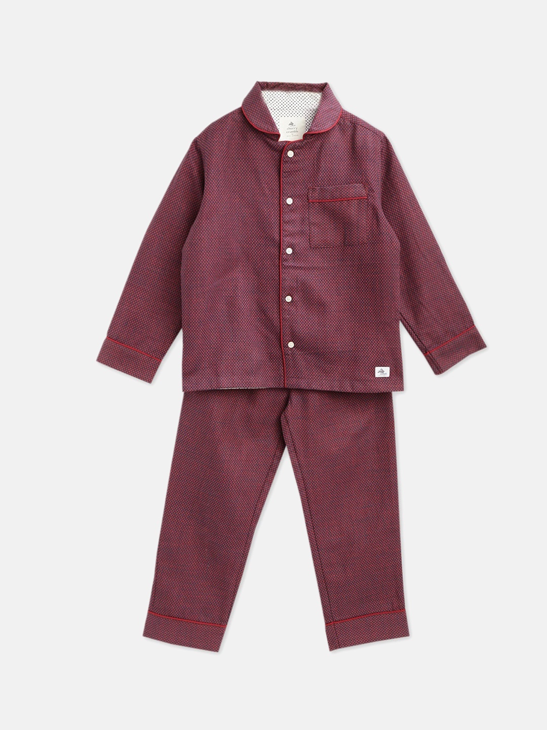 

Cherry Crumble Unisex Kids Maroon & Blue Night suit