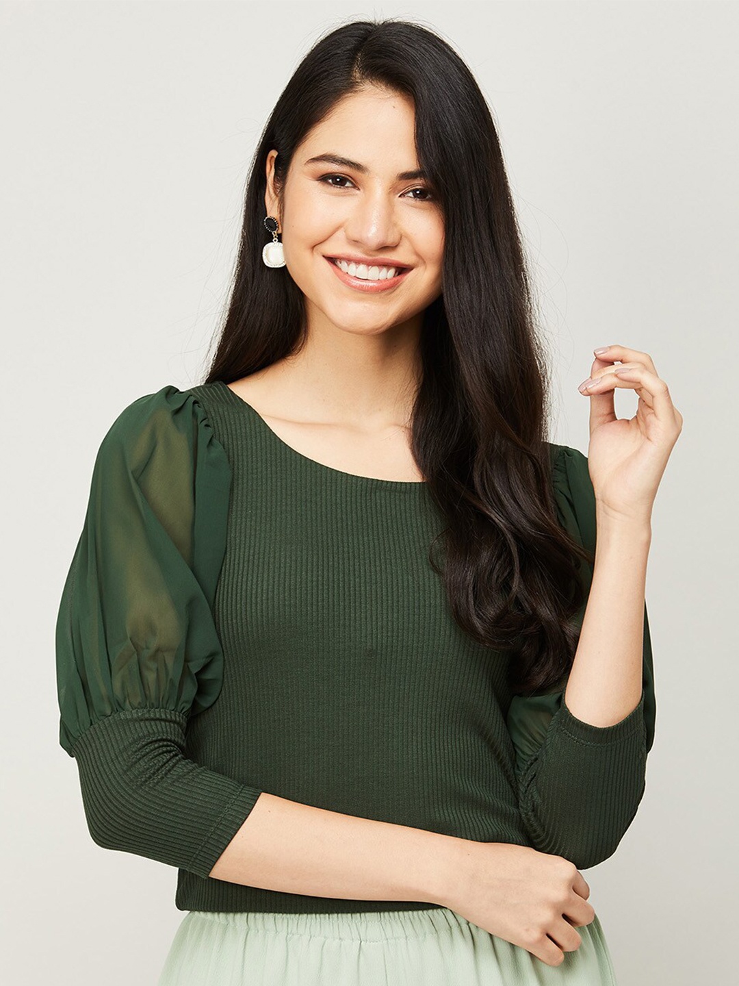 

CODE by Lifestyle Olive Green Bishop Sleeves Top