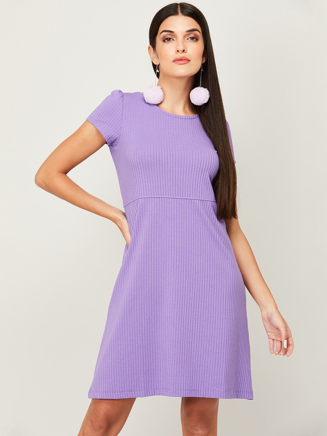 

Fame Forever by Lifestyle Purple Striped Sheath Dress