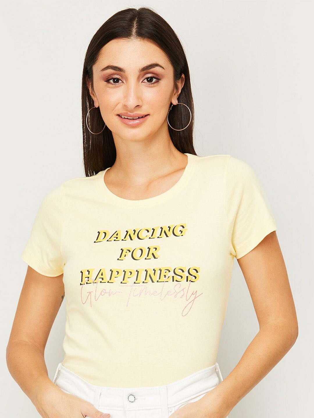 

Fame Forever by Lifestyle Yellow Print Top