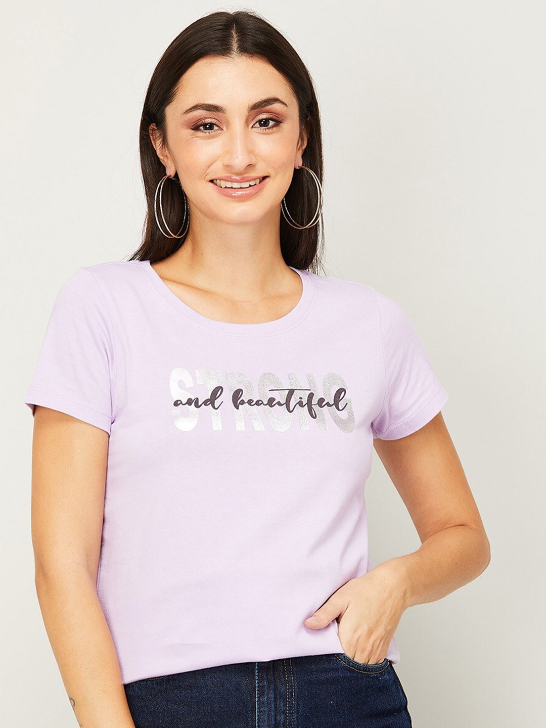 

Fame Forever by Lifestyle Purple Printed Pure Cotton Top