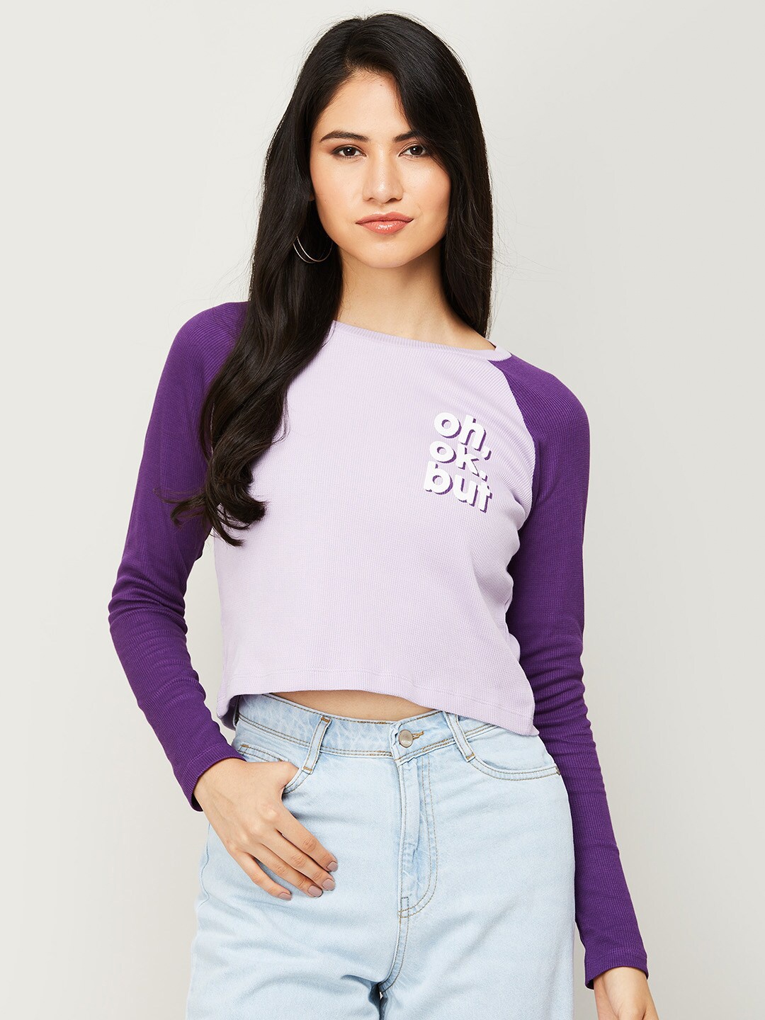 

Ginger by Lifestyle Women Purple & Lavender Typography Printed Pure Cotton T-shirt
