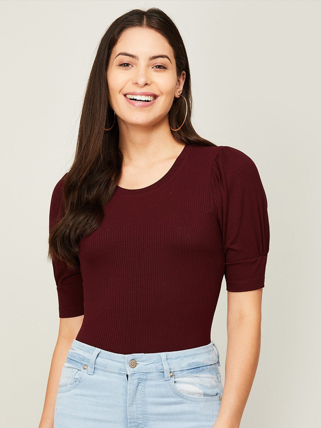 

Ginger by Lifestyle Women Red Striped Top
