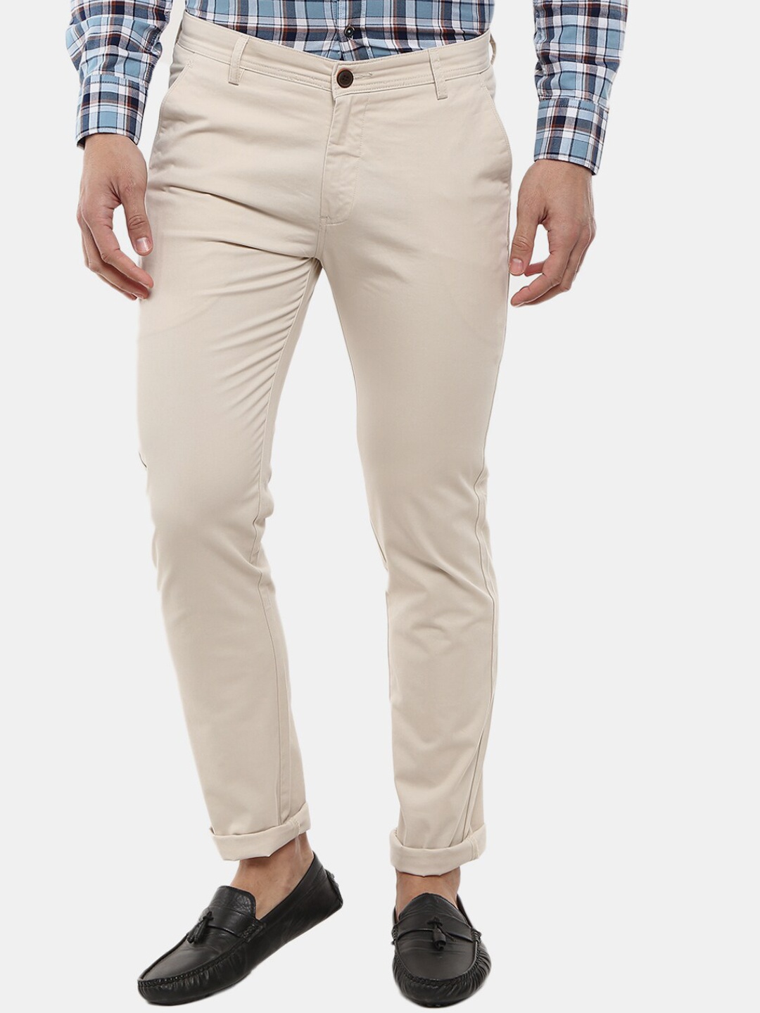 

V-Mart Men Cream-Coloured Classic Slim Fit Trousers