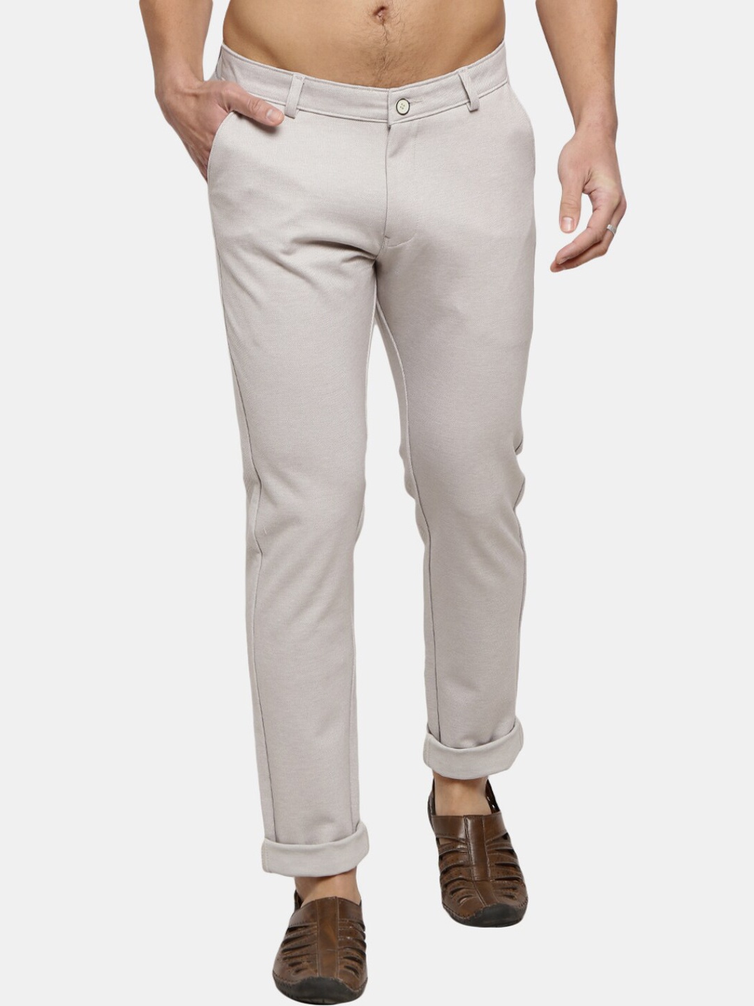 

V-Mart Men Beige Classic Slim Fit Chinos Trousers