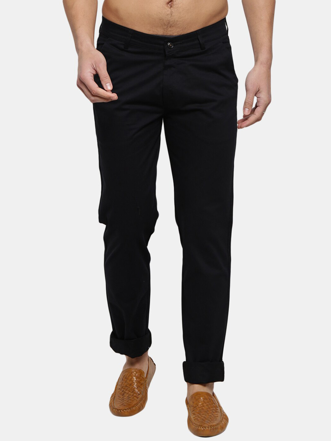 

V-Mart Men Black Classic Slim Fit Chinos Trousers