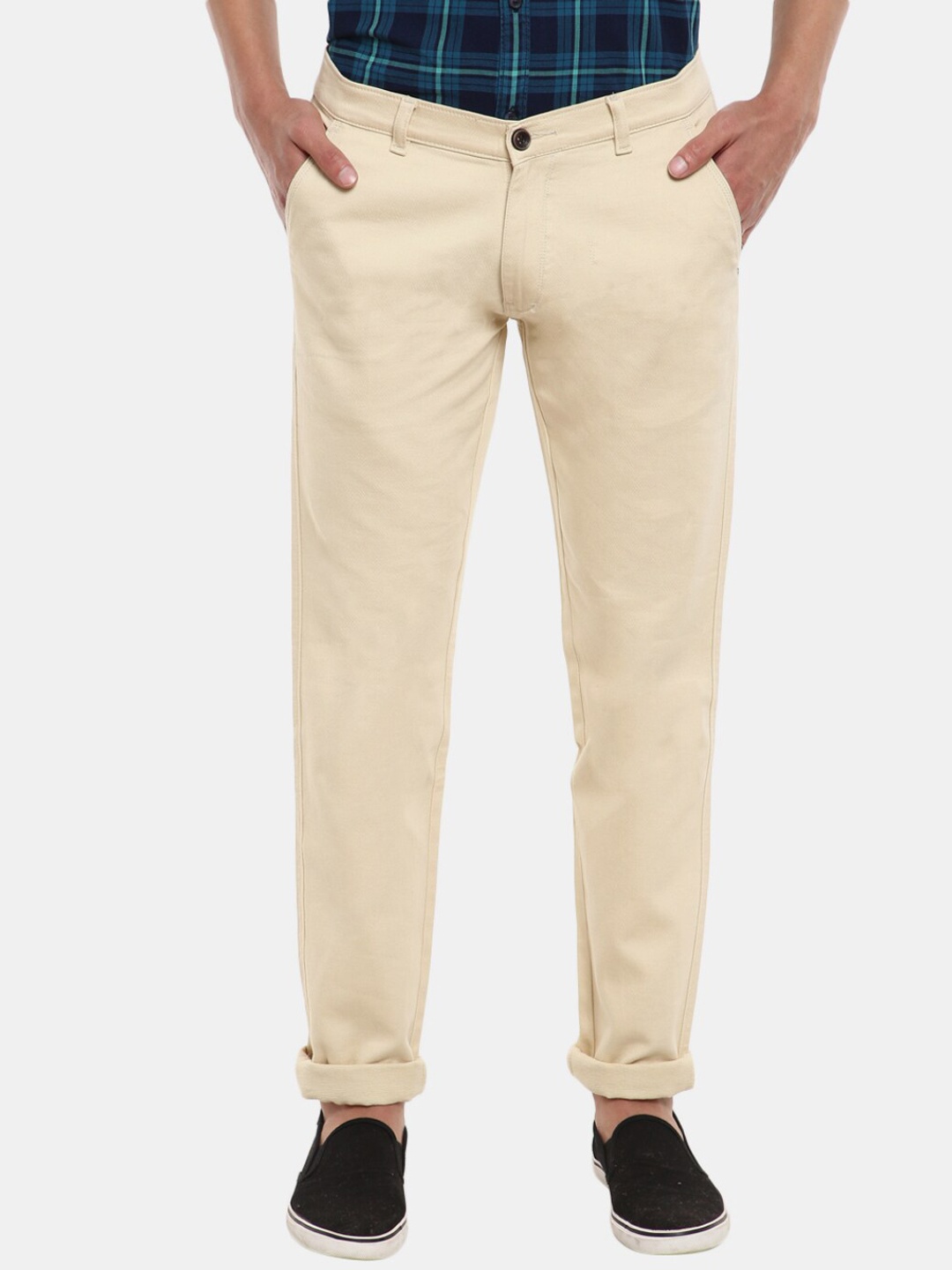 

V-Mart Men Cream-Coloured Classic Slim Fit Trousers