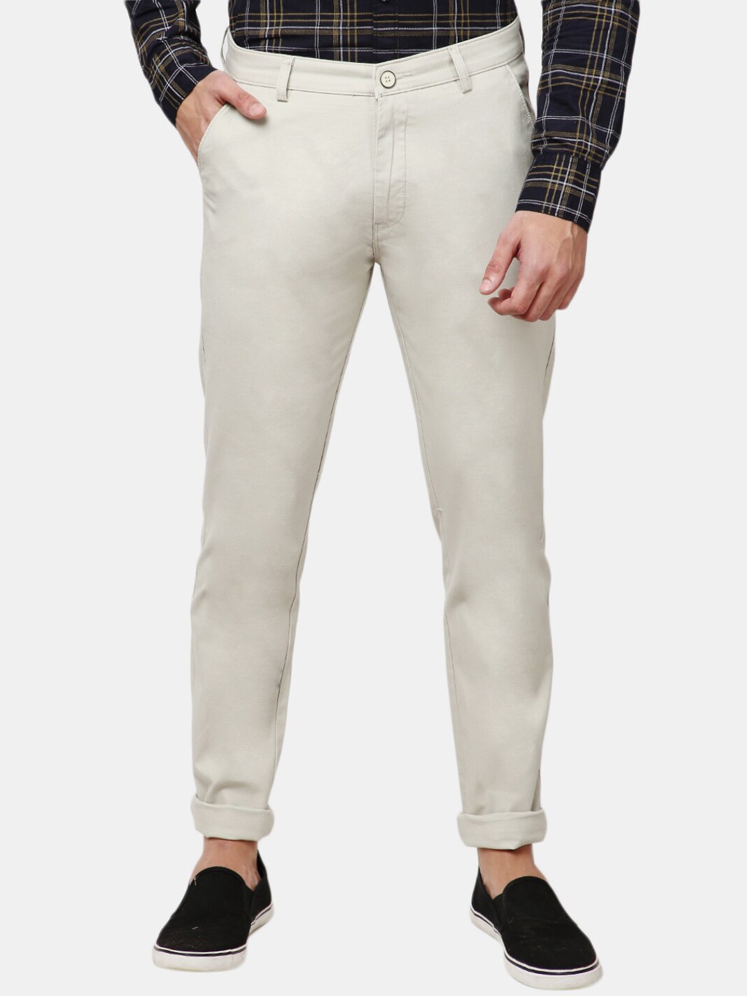 

V-Mart Men Cream-Coloured Classic Slim Fit Trousers