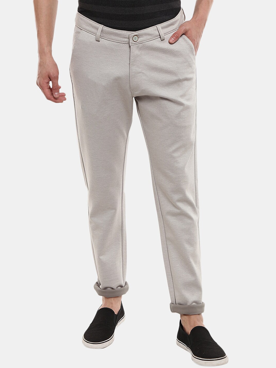 

V-Mart Men's Grey Classic Slim Fit Trousers