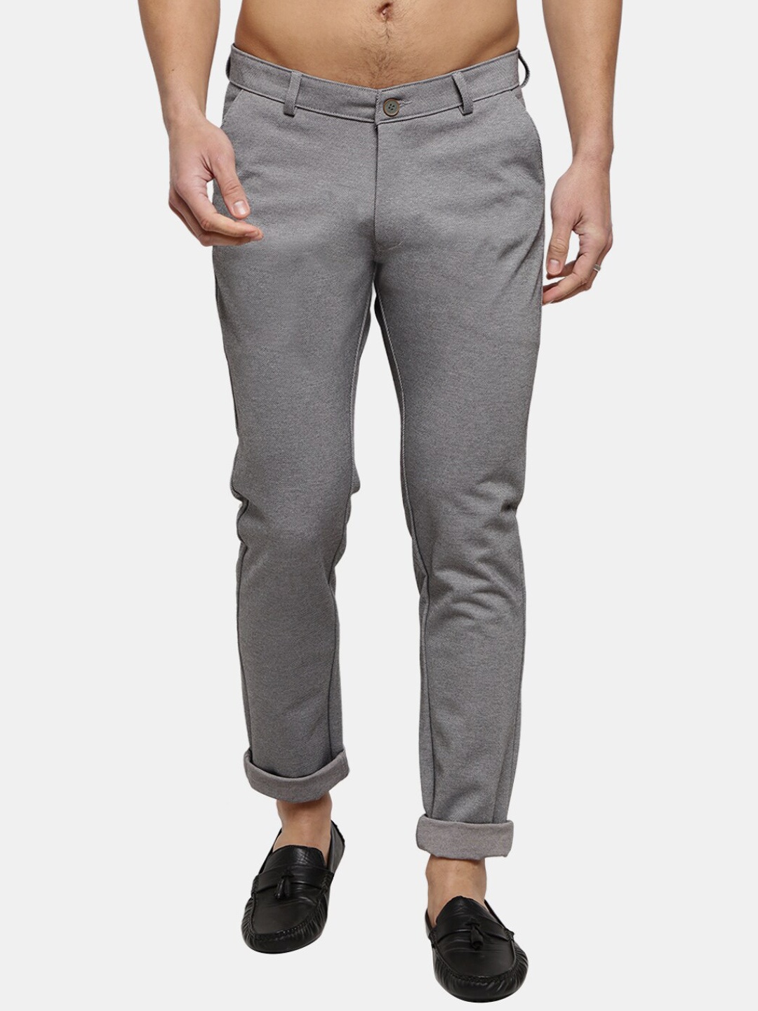 

V-Mart Men Grey Classic Slim Fit Chinos Trousers