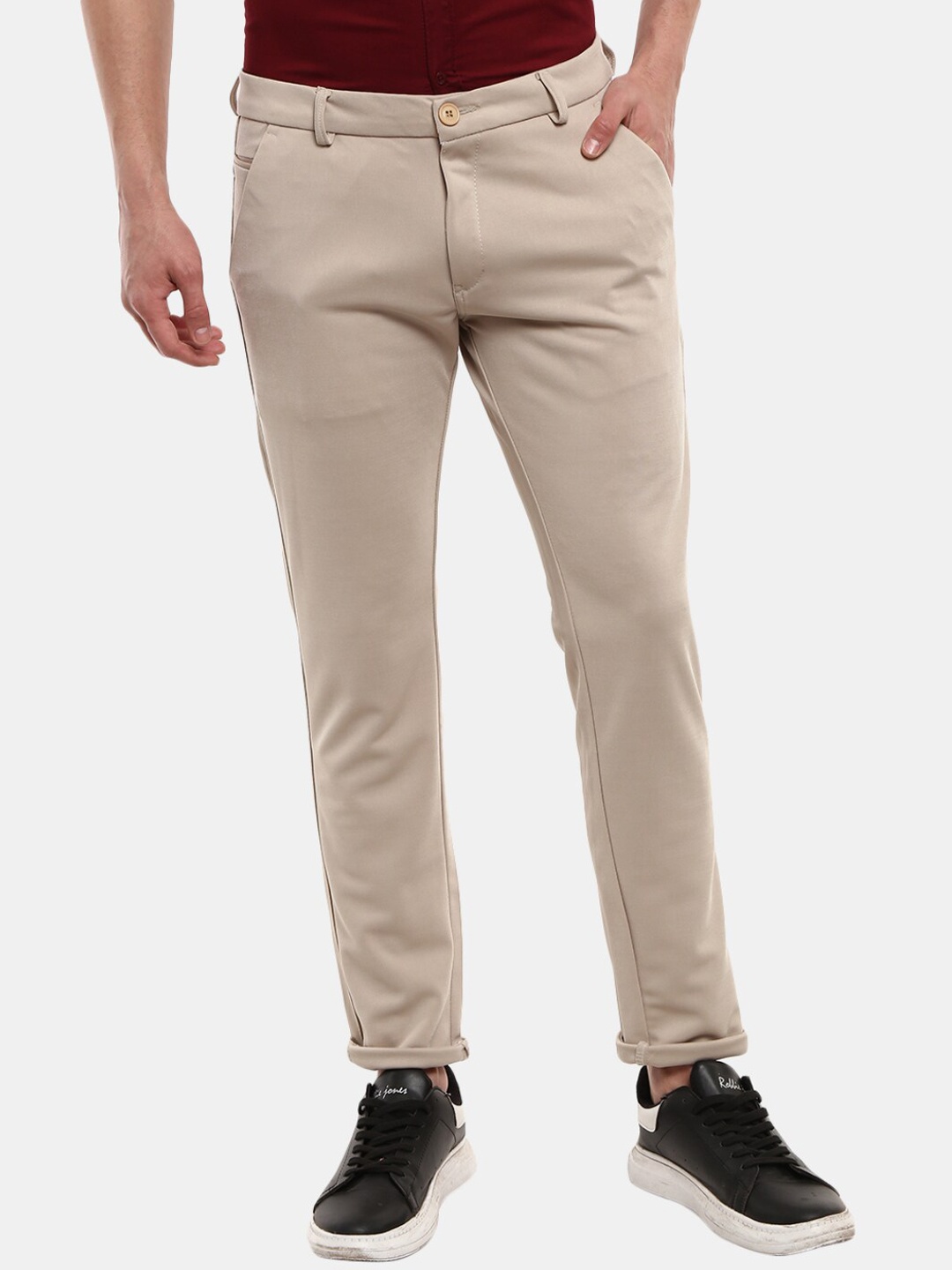 

V-Mart Men Cream-Coloured Classic Trousers