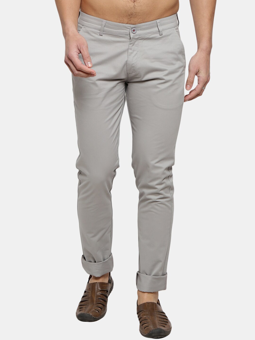 

V-Mart Men Grey Classic Slim Fit Chinos Trousers