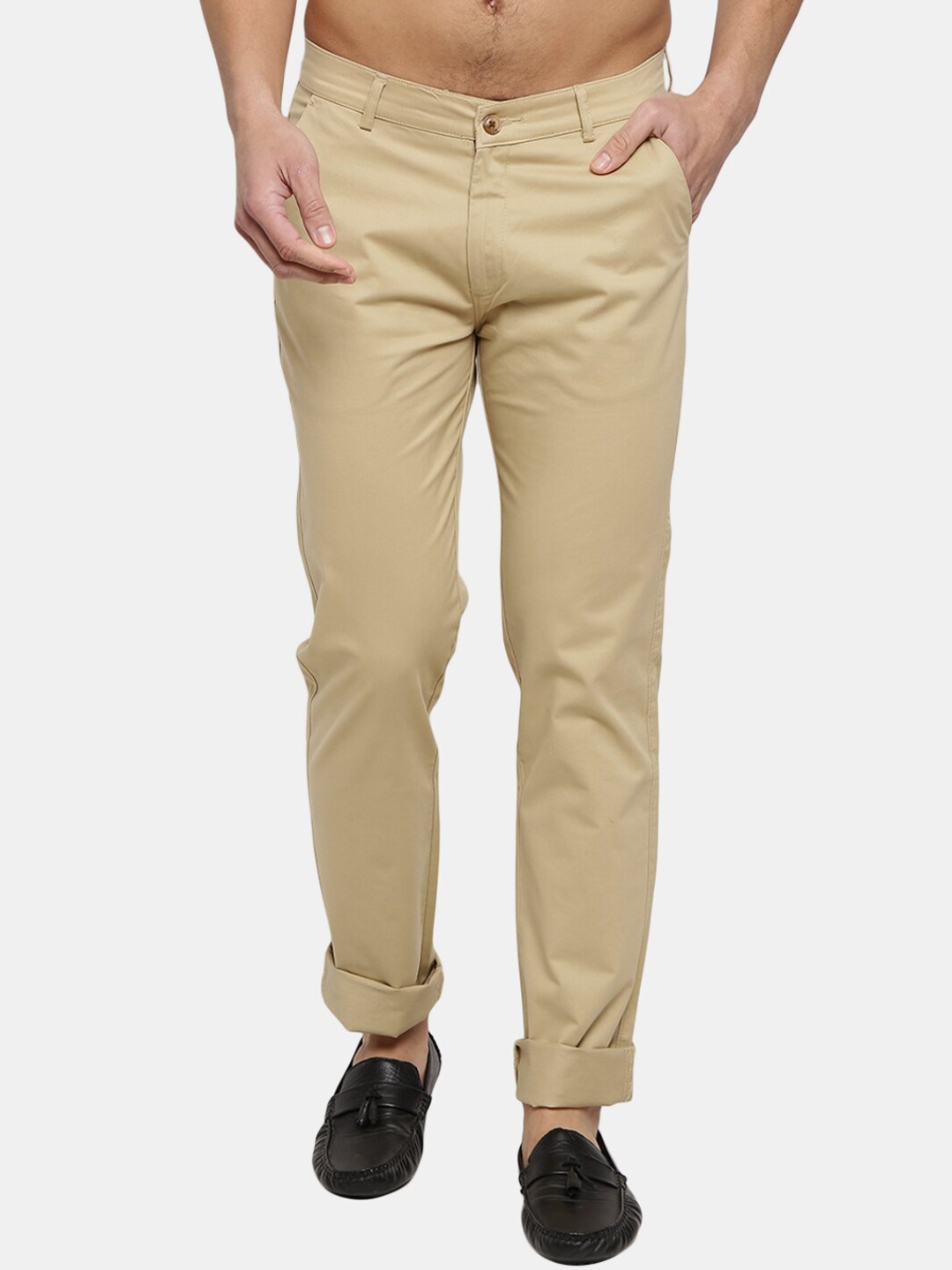 

V-Mart Men Khaki Classic Slim Fit Chinos Trousers