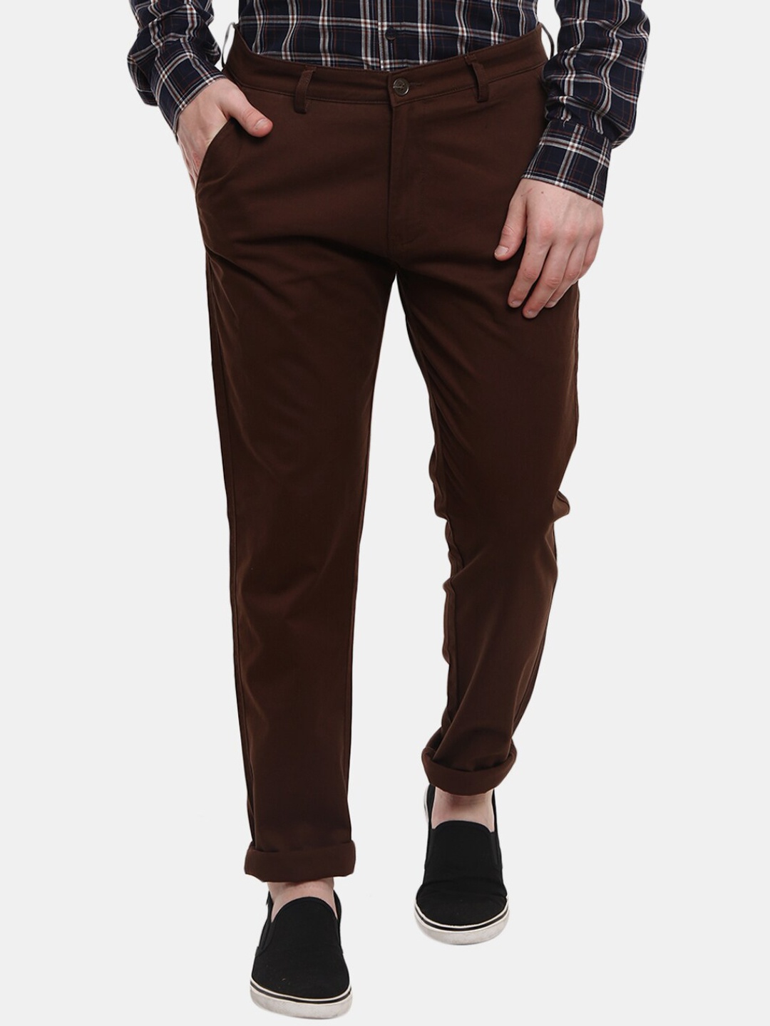 

V-Mart Men Brown Classic Slim Fit Chinos Trousers