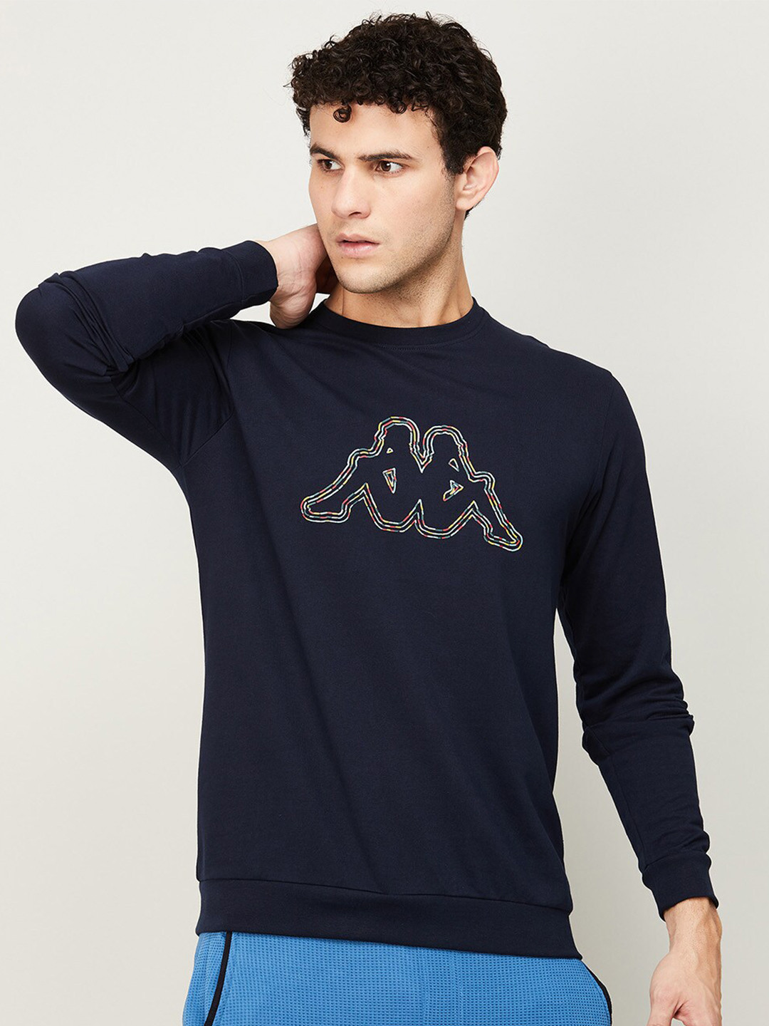 

Kappa Men Navy Blue Printed Sweatshirt