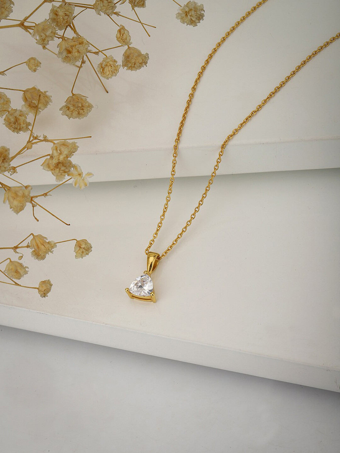 

VANBELLE Gold-Toned & White Sterling Silver Gold-Plated Handcrafted Necklace