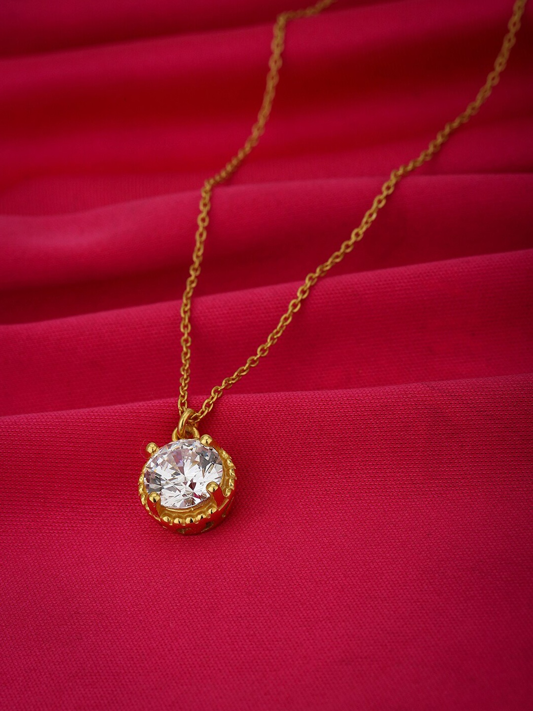 

VANBELLE Gold-Toned & White Sterling Silver Gold-Plated Handcrafted Necklace