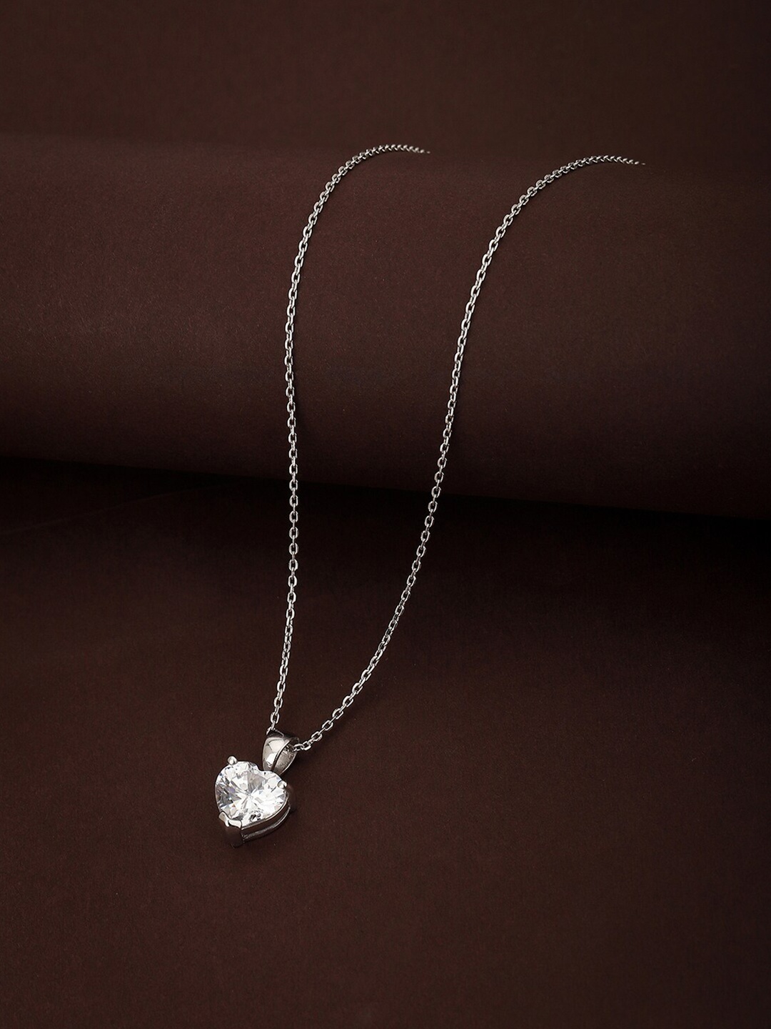 

VANBELLE Silver-Toned & White Sterling Silver Rhodium-Plated Necklace