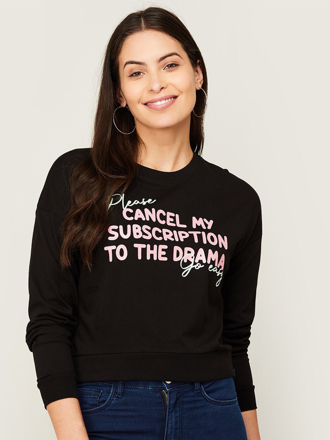 

Ginger by Lifestyle Women Black Printed Sweatshirt