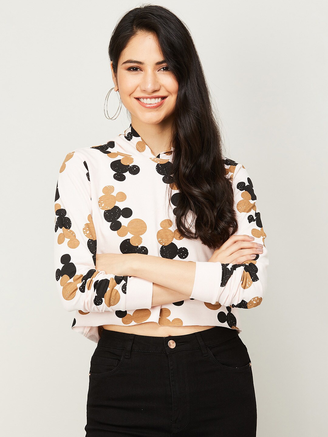 

Ginger by Lifestyle Women Beige Printed Sweatshirt