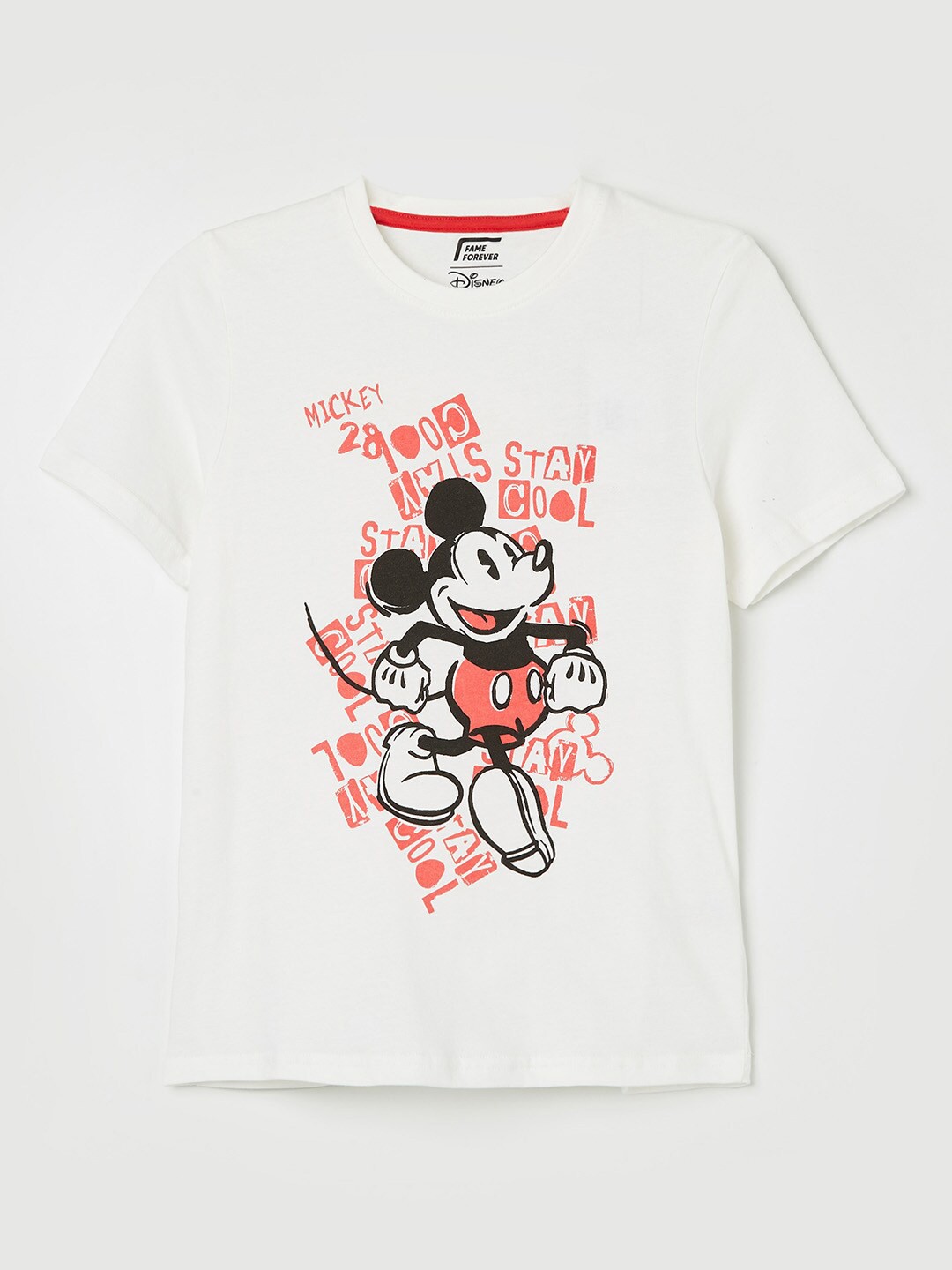 

Fame Forever by Lifestyle Boys White Mickey Mouse Printed T-shirt
