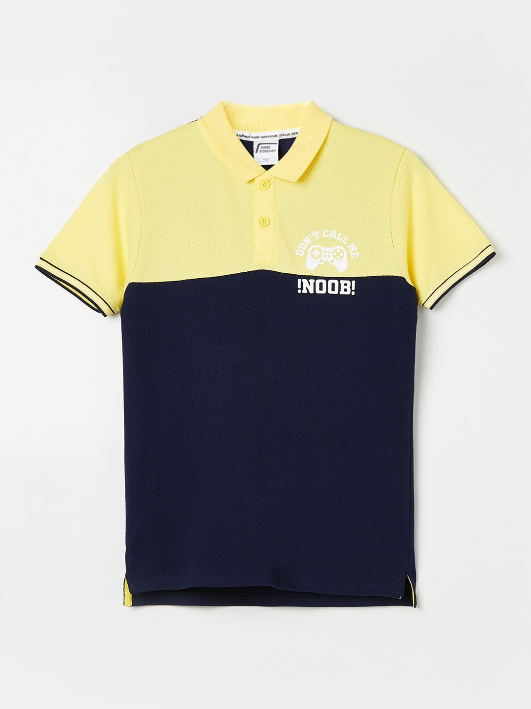 

Fame Forever by Lifestyle Boys Yellow Colourblocked Polo Collar T-shirt