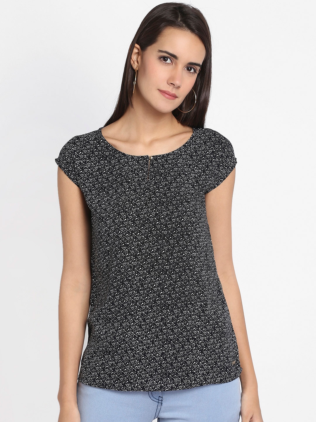 

Park Avenue Woman Women Black & White Printed Top