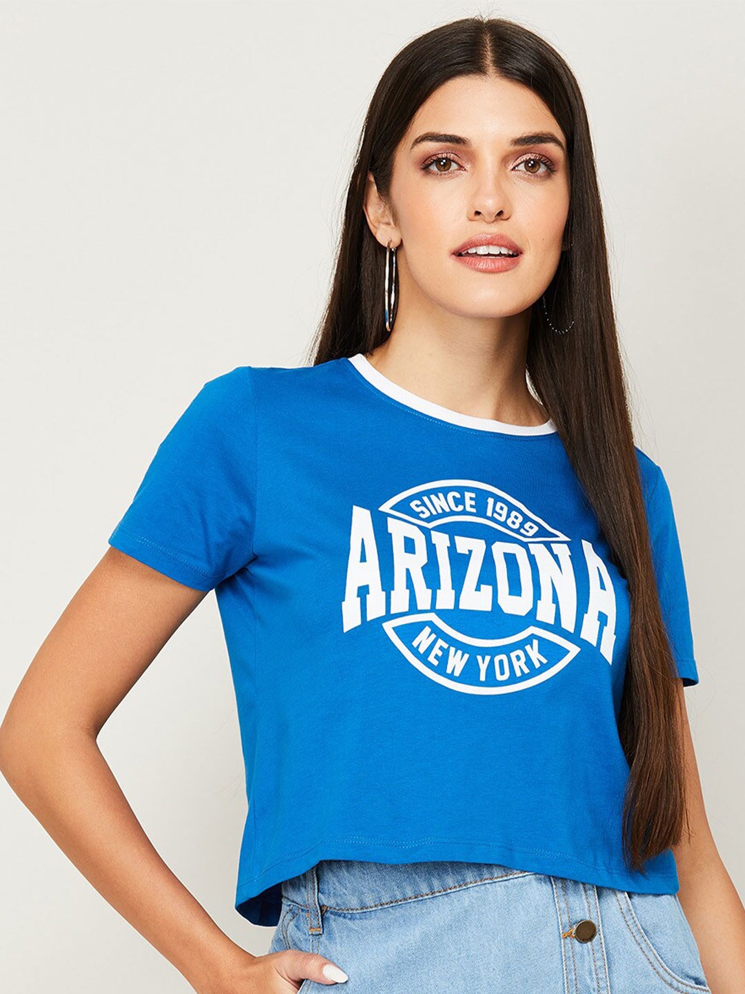 

Ginger by Lifestyle Women Blue Typography Printed T-shirt