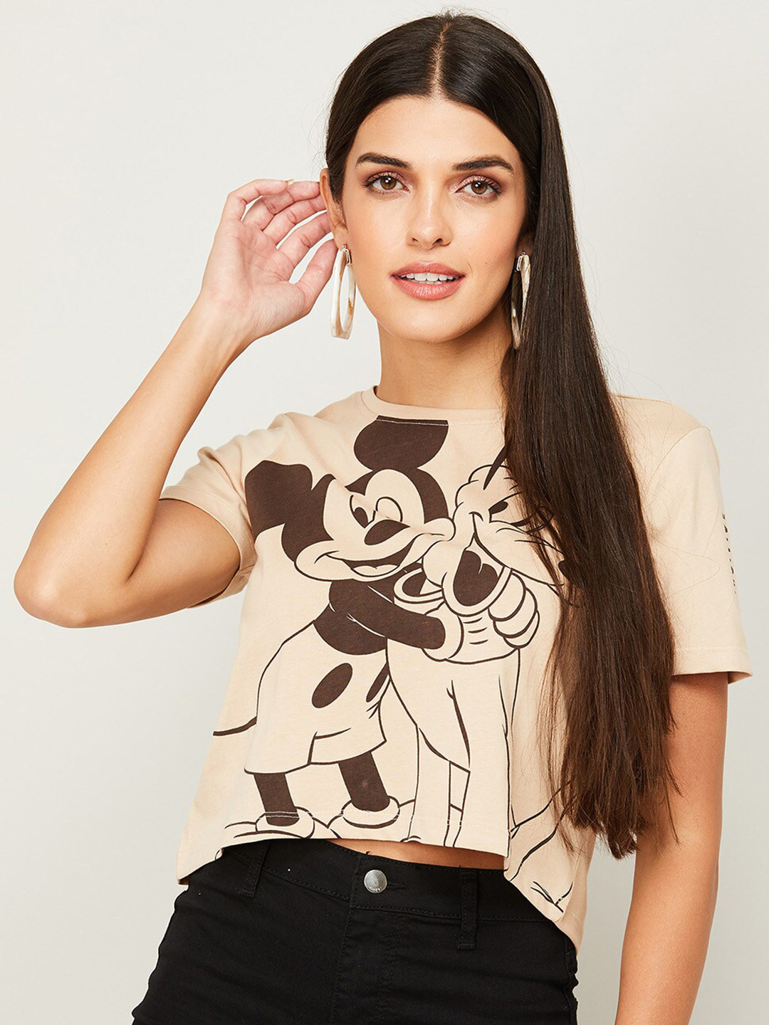 

Ginger by Lifestyle Women Beige Printed T-shirt