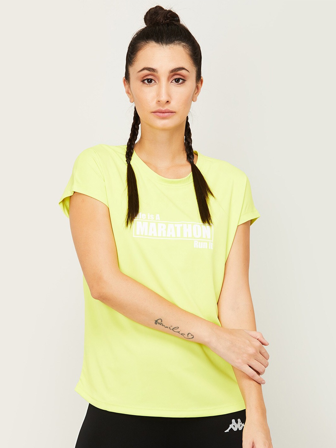 

Kappa Women Yellow Printed T-shirt